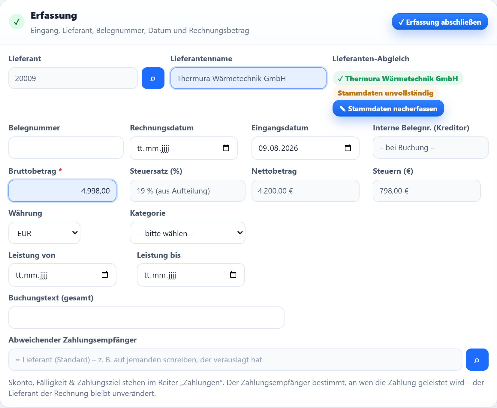 Der Lieferant Thermura Wärmetechnik GmbH ist zugeordnet.